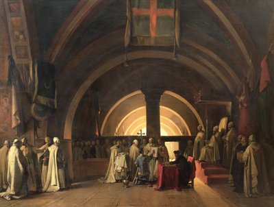 De inauguratie van Jacques de Molay in de Orde van de Tempeliers in 1295 door Francois Marius Granet